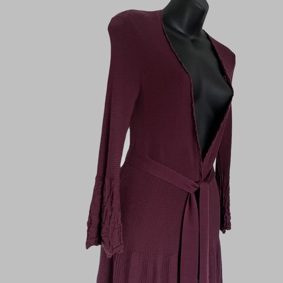 Women’s Knit Wrap Sweater/Belted Jacket/Long Cardigan in Burgundy (Size Small) - Picture 8 of 13